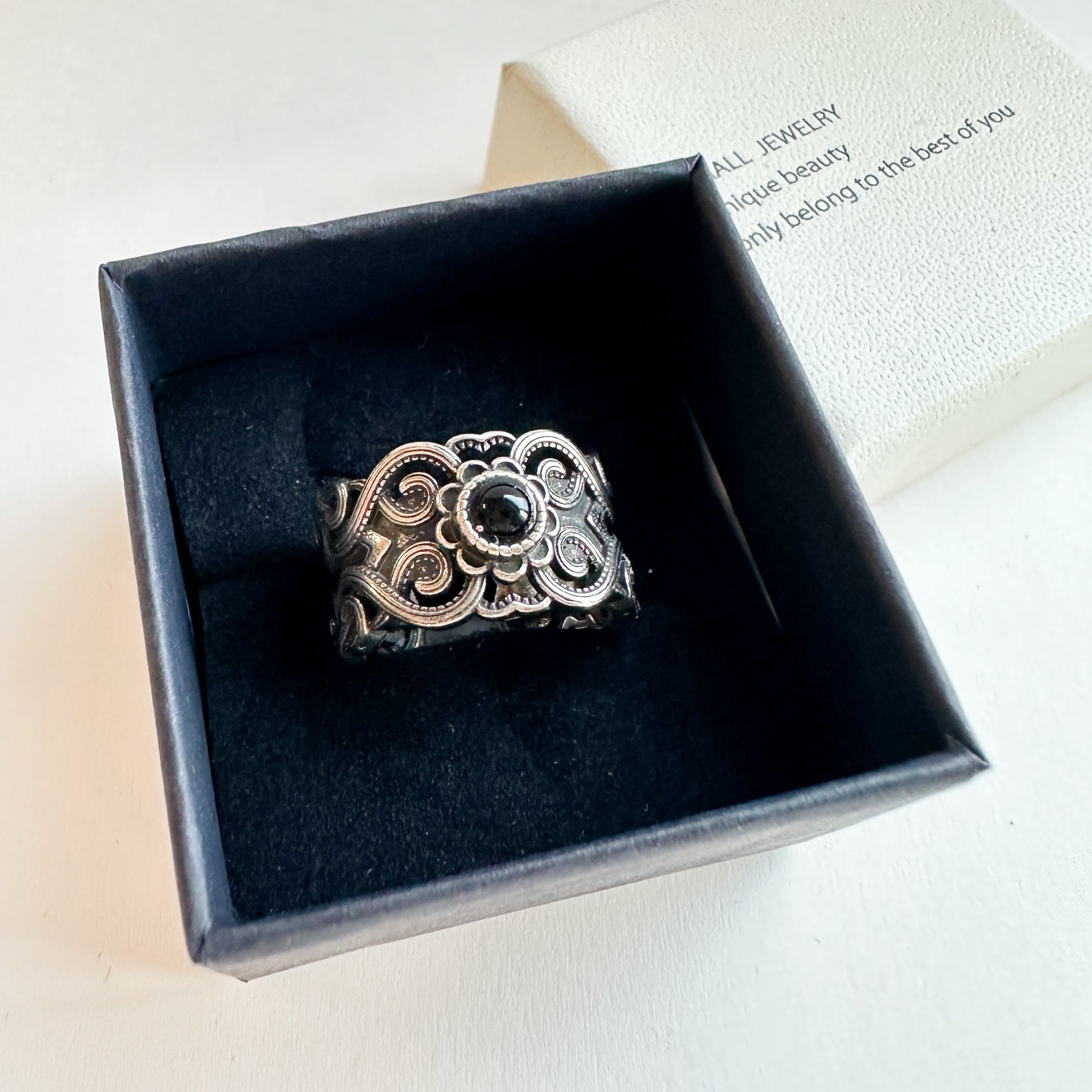 ファッションリング 014（シルバー・ブラックストーン）